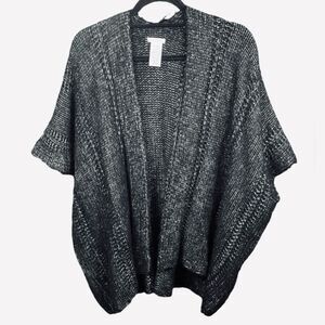 Lucky Brand Women’s Charcoal Soft Knit Wool Blend Open Kimono Sweater